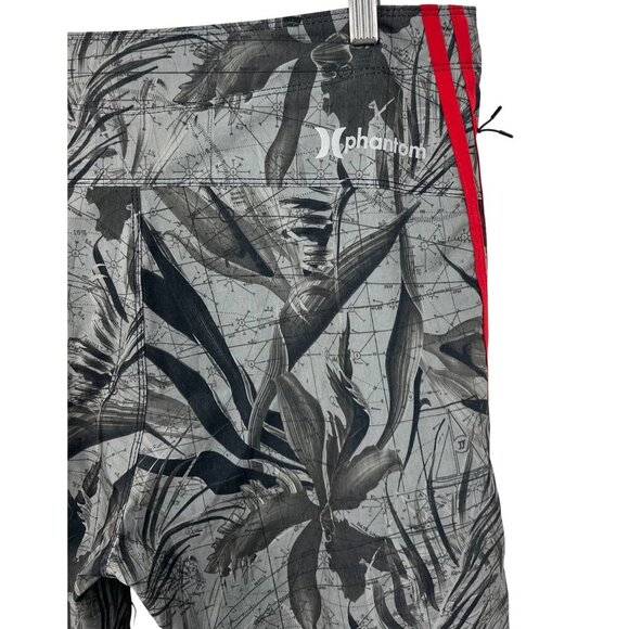 Hurley Mens 34 Gray Tropical Board Shorts Red Stripe Gray Stretch Swim EUC - Picture 6 of 10